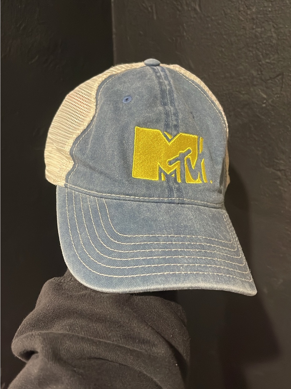 MTV Yellow Logo Light Blue Denim Mesh Back Cap